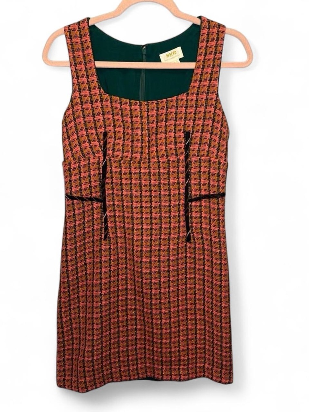 Anthropologie Maeve Tweed Plaid Mini Dress Size 2 Clueless Dark Academia Retro